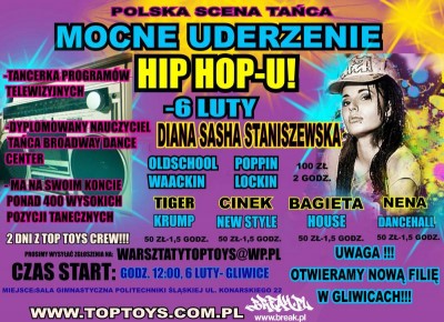 Warsztaty z Top Toys w Gliwicach - 6 Luty - Mocne uderzenie Hip Hopu
