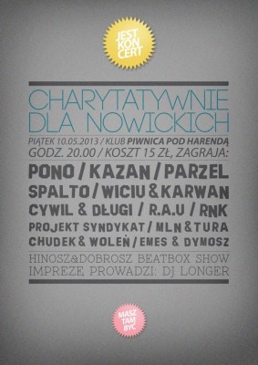 KONCERT CHARYTATYWNIE DLA NOWICKICH - PONO, PARZEL, KAZAN, SPALTO, KARWAN & WICIU, CYWIL, R.A.U., RNK