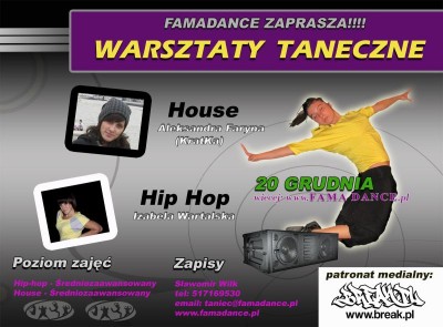 Zapraszamy na Warsztaty Hip-Hop,House Częstochowa 20 grudnia
