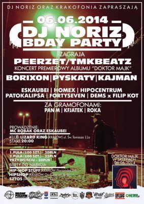 DJ NORIZ BDAY PARTY / Premierowy Koncert PEERZET/TMKBEATZ Doktor Majk