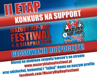 II Etap konkursu na support Mazury Hip-Hop Festiwal rozpoczęty!