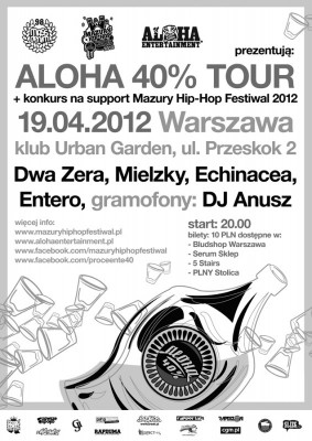 Proceente z papugą zapraszają na najbliższe koncerty ALOHA 40% TOUR + konkurs na support MHHF 2012