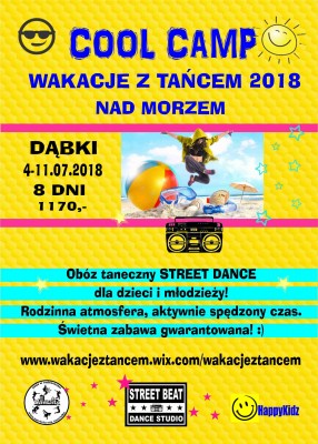 COOL CAMP obóz Street Dance dla dzieci i młodzieży Dąbki 2018