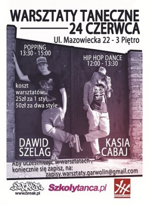GARWOLIN - Warsztaty Taneczne HIP HOP & POPPING ( 24 Czerwca )
