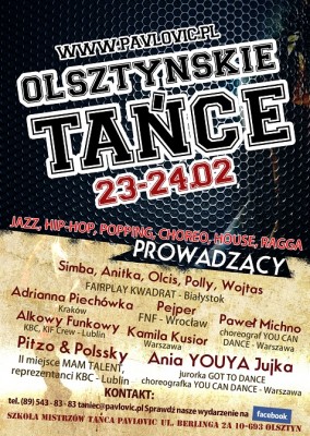 Olsztyńskie Tańce - warsztaty Jazz, Hip-Hop, Popping, Choreo, House, Ragga/Dancehall