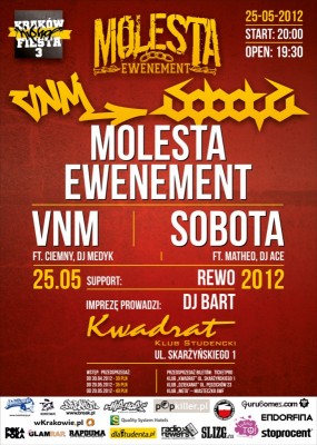 KRAKÓW HIP HOP FIESTA – Molesta Ewenement – Sobota - VNM i inni