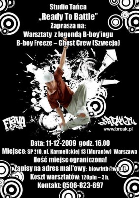 Warsztaty  z legendą B-boyingu !  B-boy Freeze - Ghost Crew (Szwecja) !
