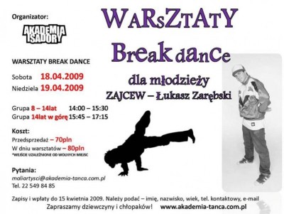 WARSZTATY Break Dance (Top Rock,Rocking) 18-19 kwietania!